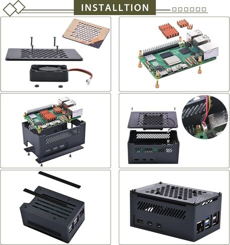 حافظة ألومنيوم GeeekPi لـ Raspberry Pi 5، مع مروحة 4010 PWM ومبددات حرارة نحاسية لـ Raspberry Pi 5، تدعم المبرد النشط الرسمي Raspberry Pi 5، X1000/X1001/X1003/N04/N05 PCIe الطرفية in Kuwait