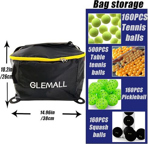 حقيبة كرة التنس، سلة كرة التنس المحمولة بسعة 160 لتخزين كرات التنس، سلة التنس لتدريب التنس، حقيبة تخزين كرات التنس، كرة البيسبول، تنس الطاولة أو تخزين حقيبة كرة المخلل in Kuwait
