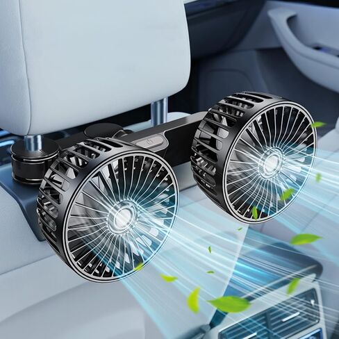 مروحة سيارة OATSBASF، مروحة سيارة USB لركاب المقعد الخلفي مروحة مقعد السيارة المحمولة، مسند رأس 2 بوصة 360 درجة دوران المقعد الخلفي للسيارة مروحة هواء تبريد مع تنظيم ثلاث سرعات للمركبات، سيارات الدفع الرباعي، RV، القارب in Kuwait