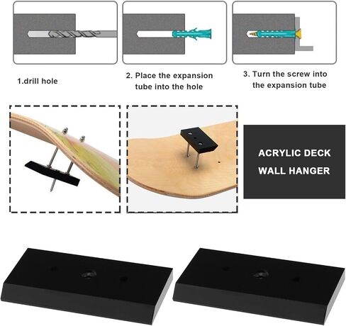 2pcs Acrylic Wall Deck Hanger Acrylic Skateboard Wall Mount Bracket Skateboard Wall Hanger Acrylic Wall Deck Holder Wall Decoration Hanger, Transparent in Saudi Arabia