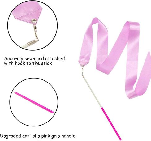 12 قطعة من شرائط الرقص في صالة الألعاب الرياضية بطول 4 أمتار، أشرطة الرقص الإيقاعي للبالغين والأطفال، أشرطة الرقص، عصا دوارة والرقص الفني in Kuwait