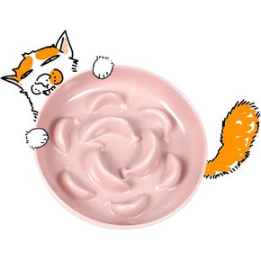 Cat Bowl Plower Proiveer غير قابل للكسر - Melamine Puzzle Cat Pood Sch - Pet Leeder for Wet and Dry -ashoywasher Safe & Non Slip Design Plate Slow Plate - 6.3'w x 1.2'h - 7 Oz - Green