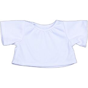 Tshirt الأبيض يناسب أكثر 8 "-10" Webkinz ، Shining Star ، اصنع حيوانك المحشو