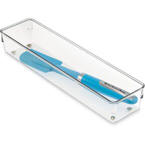 iDesign Plastic Drawer Organizer Bins - Storage for Kitchen, Bathroom, and Desk Drawers - Set of 3 - Clear