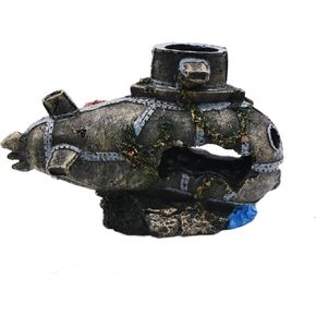 Anrui Betta Fish Tank Associory Decorations Aquarium Décor الحلي المواضيعية أطلال طائرة أطلال طائرة غواصة راتنج الراتنجات.