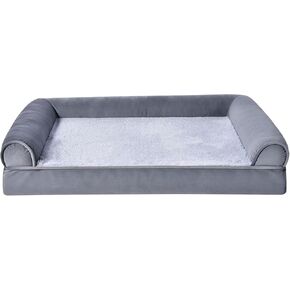 Amazon Basics Foam Living Room Couch Dog Pet Bed with Removable Cover, Grey, 30" x 20"