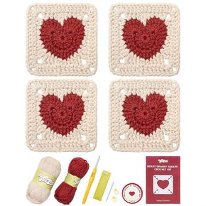 yeezhee crochet kit للمبتدئين ، طقم بداية الجدة مع دروس فيديو خطوة بخطوة ، مجموعة حياكة للبالغين والمراهقين بما في ذلك الغزل ، خطاف الكروشيه ، القلب