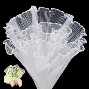PH Pandahall 2pcs 8.75 ياردة زهرة تغليف الورق الأبيض زهرة التفاف