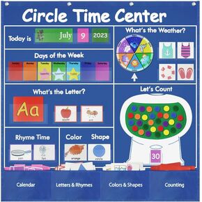 Adena Montessori Circle Time Center Classroom Chart Educational ، Montessori Materials Heafty Duty Kids Kidsergarten Preschool Learning Talendar ، وتدريس خطاب العد في الطقس شكل اللون القافي