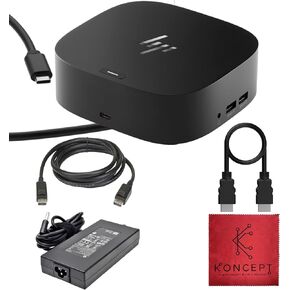 حزمة 5YH26AV HP USB-C Dock G5 - محطة إرساء HP للكمبيوتر المحمول بشاشة مزدوجة وشحن - مع محول تيار متردد بقدرة 120 وات، وكابل HDMI، وكابل DisplayPort - محطة إرساء HP G5 (متجددة)