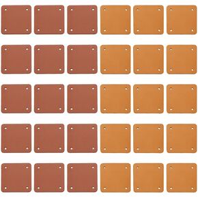 Olycraft 30pcs 2 ألوان العلامات الجلدية المقلدة 2 × 2 بوصة جلدية فارغة تسمية العلامة العلامة مربعة Leathers ملصقات مع 4 حفرة بنية فارغة لختم الملصقات DIY حقائب الجينز أكياس الملحقات DIY الحرف اليدوية