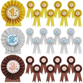 جوائز جائزة Juvale 24-Pack ، جوائز التعرف على المركز الأول والثاني والثالث ، شرائط Rosette Victory للحدث الرياضي ، النحل الإملائي ، معارض العلوم المدرسية ، مسابقة عروض المواهب (الذهب ، الفضة ، البرونزية)