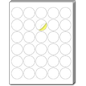 40 Sheets - 1.5 inch Round Circle Labels, White Printable Stickers for Laser/Inkjet Printers - 8.5 x 11 inch (Letter Sheets)