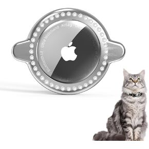 1 حزمة Airtag حامل لبطوق القط - تصميم حجر الراين الفوار ، يناسب جميع أطواق العرض ، حامل Apple Airtag المدمج ، يسهل تثبيت وخفيفة الوزن المتتبع ل Cat and Dog Collar