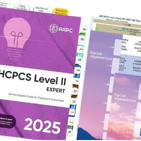 فهرس علامات تبويب لـ HCPCS من المستوى الثاني الخبير 2025 (إصدار AAPC) ، HCPCS 2025 الكتب المصنوعة من ألوان ، مع دليل محاذاة واضح ومرجعية (كتاب غير مدرج)