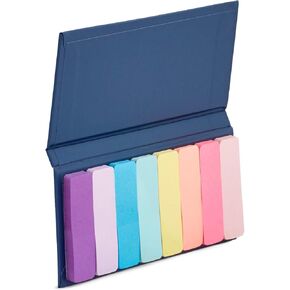 Poppin Sticky Tabs - Set of 400 Book Tabs for Notebooks, 8 Coordinating Colors, 2" Long Adhesive Page Markers, Stored in a Protective Case with Flip Top Cover
