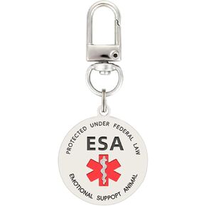 الدعم العاطفي للحيوان ESA Dog ID العلامة ، الجانب المزدوج المحفوظ محميًا بموجب القانون الفيدرالي مع رمز التنبيه الطبي بسهولة إلى طوق الكلاب أو تسخيره أو سترة (S)