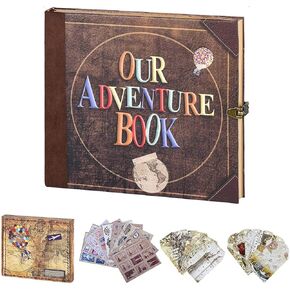 Adventure Book Travel Keepsake Journal - Vintage Scrapbook, Retro Style for Travel, Retirement, Anniversary, Guestbook (Up House)