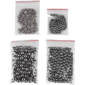المسامير الجلدية ، 300pcs لؤلؤة برشامات برسل المعادن مسامير المسامير 6mm 8mm 10mm جان جولة الخرز DIY ديكور كرافت للمحفظة محفظة محفظة يرتدي سوار الملابس البديلة (أسود)