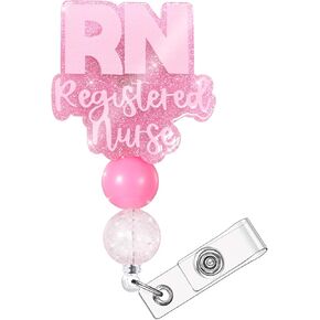 Rn Nurse Badge Reel Retractable Nursing ID Clip Nursing Badge Holder for RN Nurses Students (Purple)