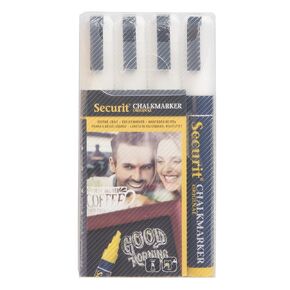 American Metalcraft-SMA510V4WT Securit Small Tip Chalk Markers, White, 4-Pack