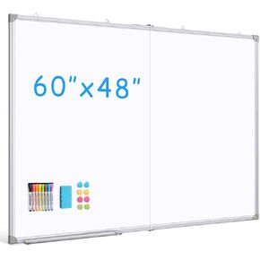 DOLLAR BOSS Large White Board 72 x 40 Inch Foldable Magnetic Whiteboard for Wall, Portable Double Sided Dry Erase Board, Aluminum Frame Message Board for School, Office, Classroom with Eraser, Markers
