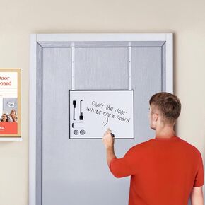 Over The Door Whiteboard - Dry Erase Board for Door with Adjustable 4 Heights - Horizontal & Vertical Installation White Board - Office White Board with Eraser, Magnet, 2 Markers & 2 Hooks