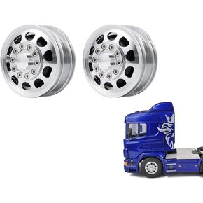que-t 2pcs Metal Front Beadlock Wheel Rims Hubs for 1: 14 Tamiya RC Climbing Trailer Cargo Truck