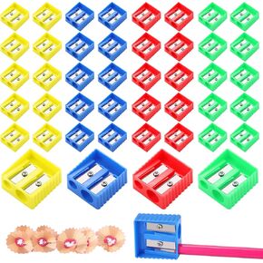 240 PCS Sharpeners Bency Bulk Double Hole Pencil Sharpeners Pocket -Size Square Manual Pencil Kids Share