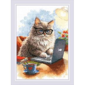Riolis - كاتب Meowmoirs 2263 ، Cats Cross Stitch Kits 8¼ "x11¾ ، مجموعات غرزة متقاطعة للمبتدئين ومجموعات المتقدمة والبالغين ، مجموعات خياطة ، Cats Embroidery Kit
