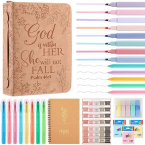 34 PCS Bible Study Supplies Kourning Kiter بما في ذلك أدوات تغطية الكتاب المقدس وأقلام الإشارات المرجعية اللزجة هدايا مسيحية للنساء