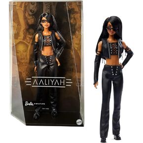 Barbie Signature Aaliyah 11.5 "Dollible Doll in Black Faux Leather Outfit