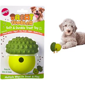 SPOT Treat Tumbler Broccoli – Freezable & Fillable Treat Dispensing Dog Toy for Small & Medium Dogs, Silicone, Easy to Clean, Interactive, Holds Small Kibble & Soft Snacks, 4.38 in