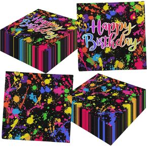 40pcs Glow Party Form Nedbkins Neon Paint Glow في المناديل المناديل الداكنة النيون المناديل لزخارف حفلة عيد ميلاد النيون الإمدادات الحزب الوهمية في لوازم الحفلات المظلمة
