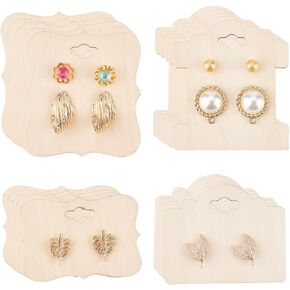 Fingerinspire 24 PCS بطاقات عرض خشب خشبي مع فتحة معلقة 4 نمط 2/4 ثقوب الأذن بطاقات عرض مستطيلات أساور الشعر بطاقات الحبل منظم العلامات المجوهرات لمخازن البيع بالتجزئة ، العداد