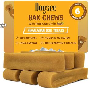 Dogsee Himalayan Yak Chews with Turmeric/Curcumin (Small - 3 Bars) | for Small Dogs | Dog Treats for Dogs | Help Alleviate Joint Pain | Rawhide-Free