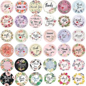 Thank You Stickers in 36 Designs, 2500 Pcs 1 Inch Thank You Stickers Labels for Envelopes, Bubble Mailers and Gift Bags Packaging for Small Business (Floral Style)