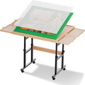 طاولة ألغاز 1500 قطعة مع 4 أدراج ، 35 "x27" قابلة للتعديل من ألقاب بانوراما بزاوية ثلاثية الزاوية للبالغين