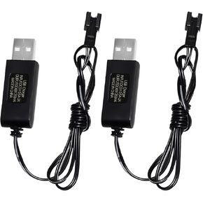 2pcs 4.8v 250ma USB شحن كابل مع موصل توصيل SM-2P مناسب لـ Sy-E511 RC Exavator E562 TD141 التحكم عن بُعد مركبة على الطرق الوعرة 4.8V NICD أو NIMH أو LIPO بطاريات