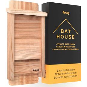 Kenley Bat House - Handcrafted Bat Box for Outside from Cedar Wood - Weatherproof Bat Houses for Outdoors - Bat Boxes Designed to Attract Bats - Easy for Bats to Land and Roost - Quick Installation