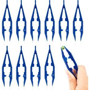 10pcs أطفال ملقط بلاستيكي ، ملقط بلاستيكي زرقاء للحرف اليدوية المصنوعة يدويًا ، أداة لصنع المجوهر