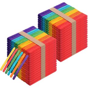 1500 PCS عصي المصاصة الملونة ، 4.5 بوصة ، قوس قوس قزح عصي الحرف الخشبية ، العصي المصاصة للحرف اليدوية ، الإمدادات الفنية ، التصاميم الإبداعية الحرفية DIY