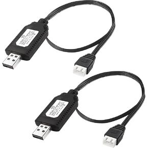MEIRIYFA 7.4V 1A Lipo Battery USB Charger Cable Wire XH-3P 2S USB Charger Cable Connector Plug and LED Indicator Light for RC Car Rock Crawler FPV Drone (2 Pack)