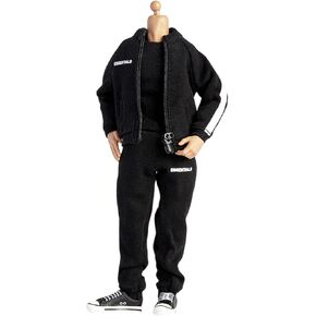 1/12 Action Figure Cloths ، 3 قطع مجموعة سترة غير رسمية ، سترة وبانت ، ملابس مصغرة لأشكال الحركة 6 "، 1: 12 من ملابس الدمية فقط (رمادي+أبيض+أسود)