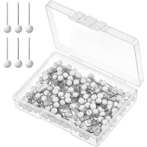 200 PCS MAP TOCKS PUSH PINS ، Round Head Thumb Thumb Toom Dining Pins for Fabric Round Round World Map Map Board Boards Coorks Thumb Thumb Tooms for Thicing Craft Wedding Holiday DIY (White)