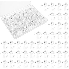100 PCS Push Pin Hooks Heads Plastic Pin Tacks Clear Wall Thumb Tooms Hook Disporative Push Pins Hooks Cork Board Thumb Toom Bulletin Board Hooks for Wall Hanging Map Photos