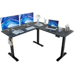 Electric L Shaped Standing Desk, 51" x 51" Height Adjustable, Single Motor Corner Sit Stand Up Desk with Splice Board, White