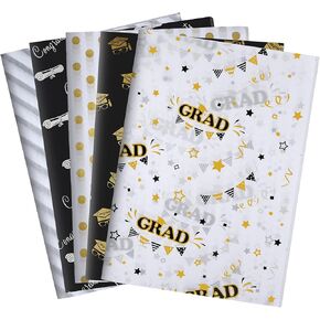 Plulon 60 Sheets التخرج هدية التغليف الورقية الورقية تخرج CAP Diploma ورقة التفاف للأنسجة DIY ، زجاجات النبيذ ، حفلة التخرج (6 أنماط)