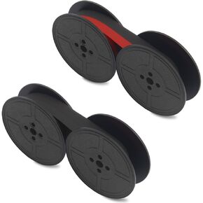 2 Pack Universal Typewriter Ribbon Twin Spool Vintage Typewriter Ink Ribbon, 10-Meter Classic Replacement Typewriter Ink Ribbon for Most Typewriters (Red/Black & Solid Black Twin Ribbons)
