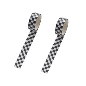 2pcs أسود أبيض زخرفي شريط washi المدمجة المدمجة نمط ورقة ورقة DIY الفنون المقاومة تتلاشى الشريط الأسود والأبيض و washi الفنون الشريط والحرف اليدوية والفنون والفنون
